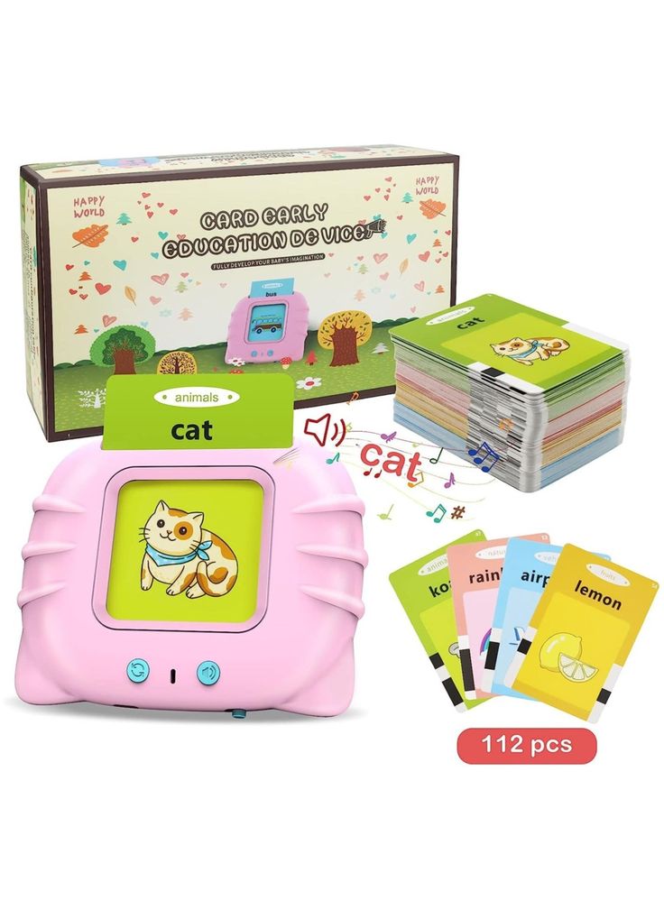 Talking Flash Cards for Kids | Early Learning Speech Device with 112 Double-Sided Cards | Kidu Toys