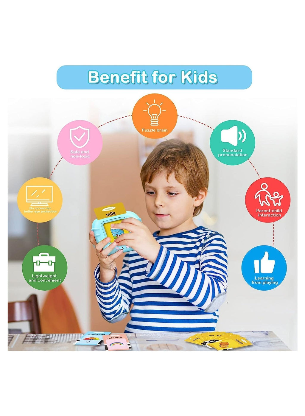 Talking Flash Cards for Kids | Early Learning Speech Device with 112 Double-Sided Cards | Kidu Toys