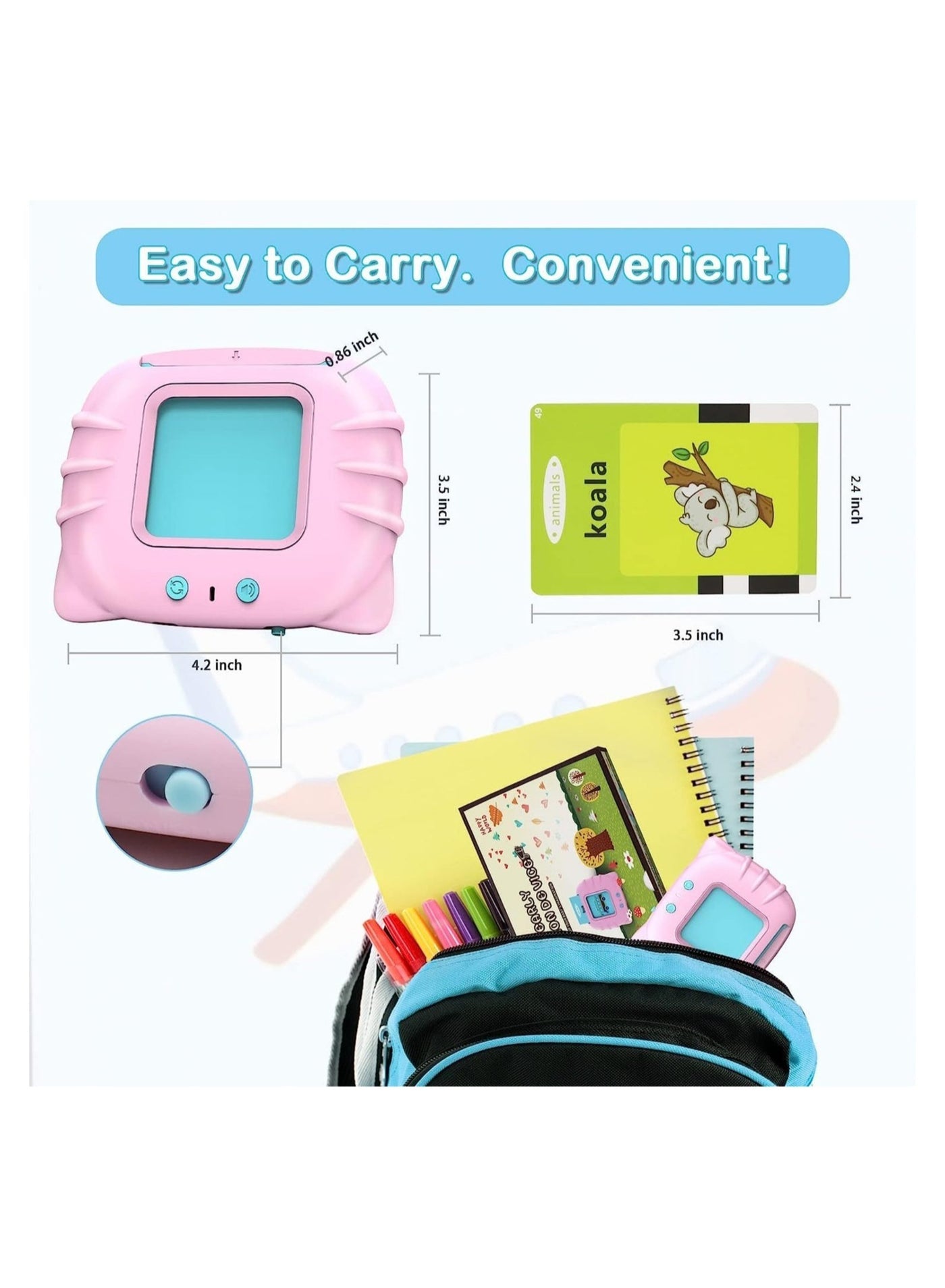 Talking Flash Cards for Kids | Early Learning Speech Device with 112 Double-Sided Cards | Kidu Toys