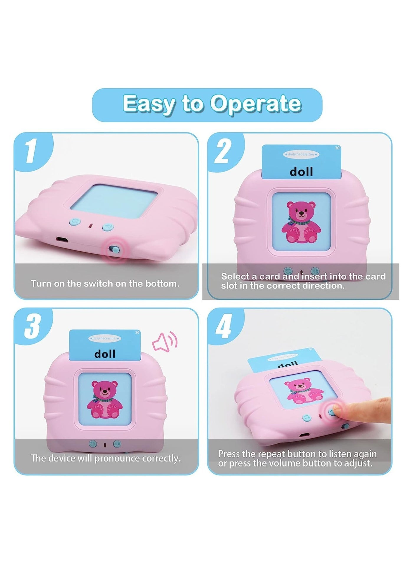 Talking Flash Cards for Kids | Early Learning Speech Device with 112 Double-Sided Cards | Kidu Toys